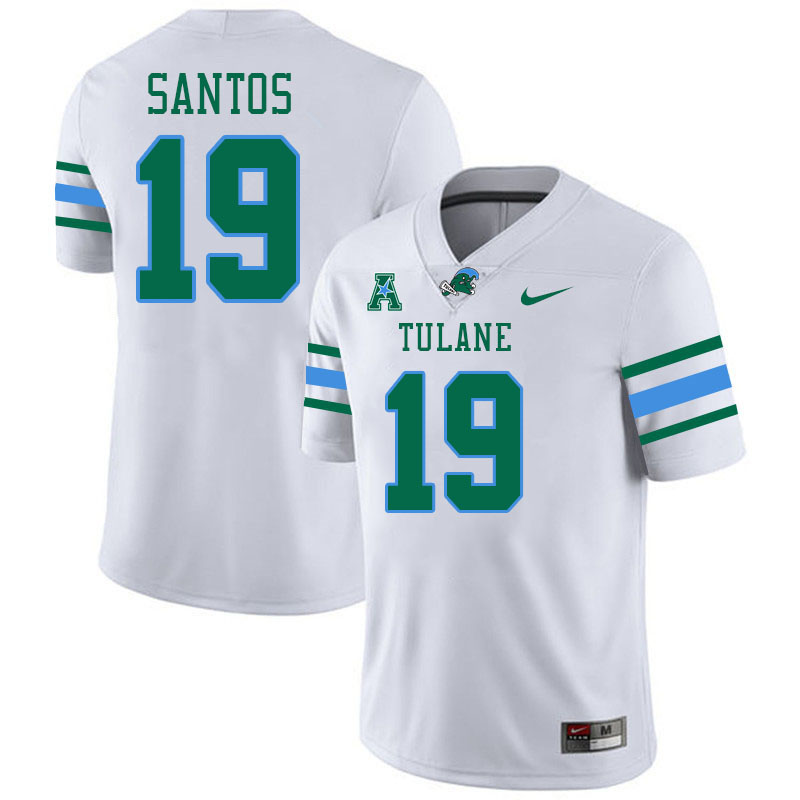 #19 Cairo Santos Tulane Green Wave Jersey College Football Uniforms,Apparels Stitched-White